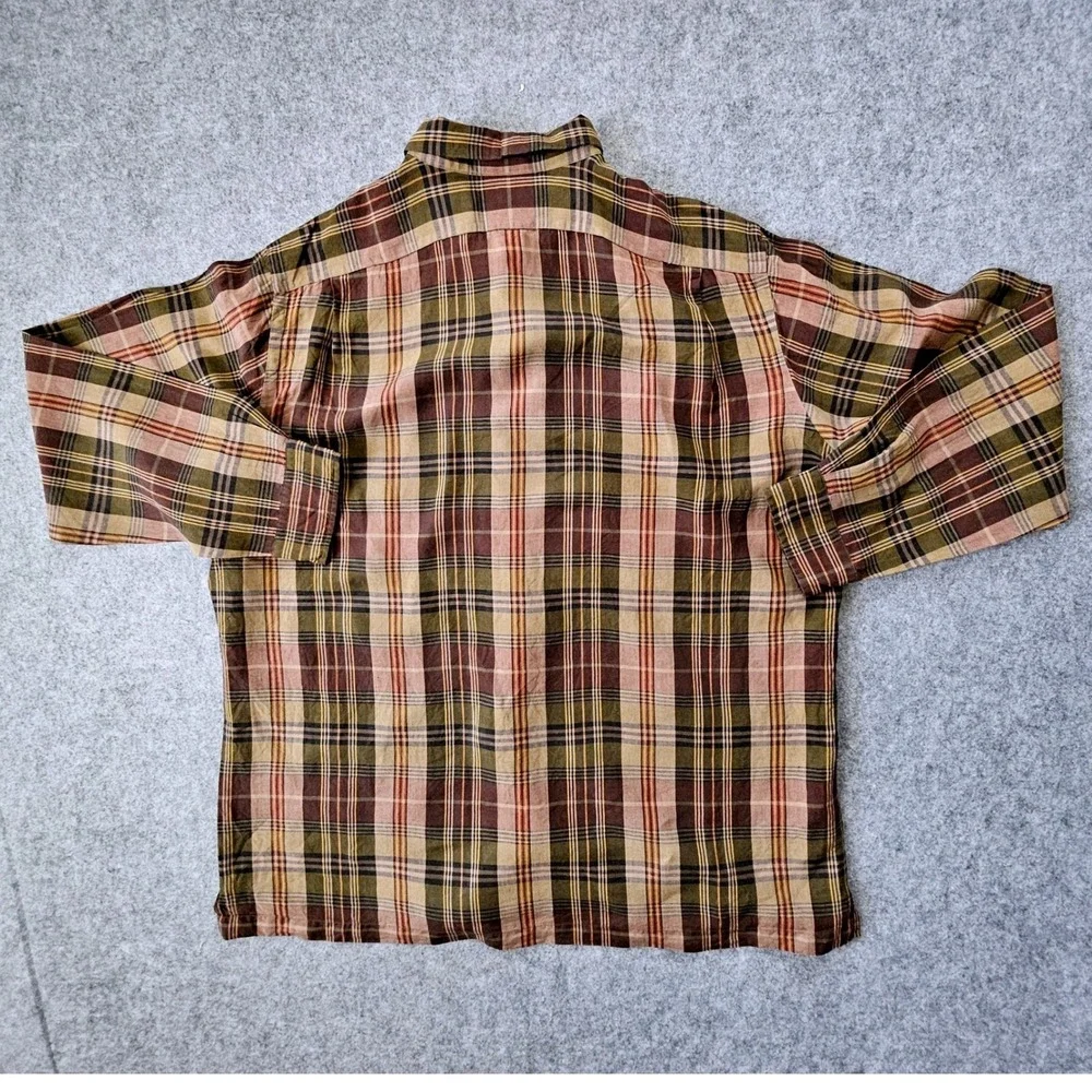 Polo Ralph Lauren Men's Classic Fit Linen Silk Plaid Twill Button-Down Shirt XL